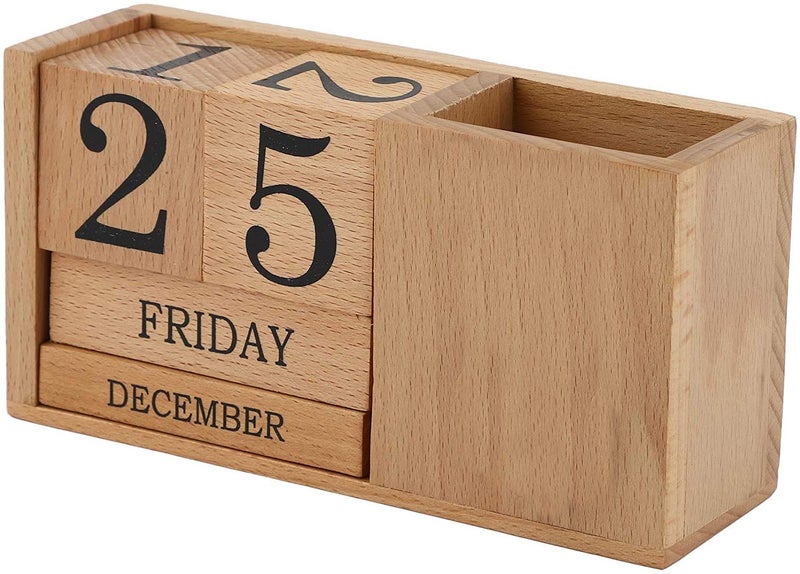 Frescorr - Calendar Block - Wooden Perpetual Desk Calendar - Home and Office Decor, 6.5 x 2.0 x 3.5 inches (Steam Beach) - Image 2